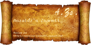Aszalós Zsanett névjegykártya